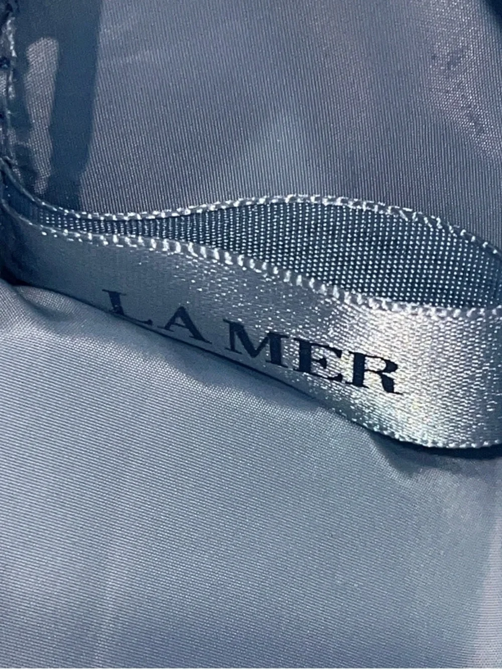 La Mer ombré Blue faux Leather Cosmetic makeup bag pouch